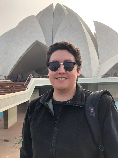 Marc Reyes at the Lotus Temple, a Baháʼí house of worship, located in New Delhi, India 