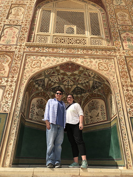 Pic of Marc with wife, Libby,  visiting Amber Fort, located in the Indian city of Jaipur (found in the Indian state of Rajasthan)